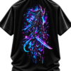 Neon Bladeborn — Oversized Black Cyber Warrior Graphic Tee by VX MERCH