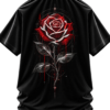 20260924162932-1f1b8351-f780-6faa-aa8f-f2646b8aeec6.png Scarlet Bloom — Oversized Black Minimal Rose Graphic Tee by VX MERCH