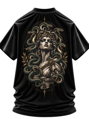 Serpent Queen — Oversized Black Medusa Graphic Tee by VX MERCH