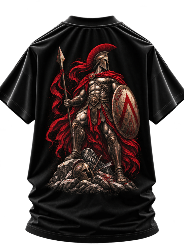 Last Spartan — Oversized Black Ancient Warrior Graphic Tee by VX MERCH
