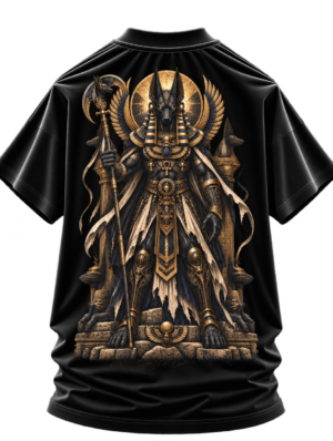 Golden Warden — Oversized Black Ancient Guardian Graphic Tee by VX MERCH