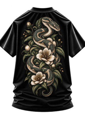 Serpent Bloom Nature Oversized Graphic Tee by VX MERCH