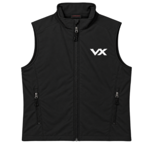 20260925090428-1f1b8c01-d284-65e0-a421-ce265bc30685.png Men's VX Soft Shell Vest — Black Logo Performance Outerwear by VX MERCH