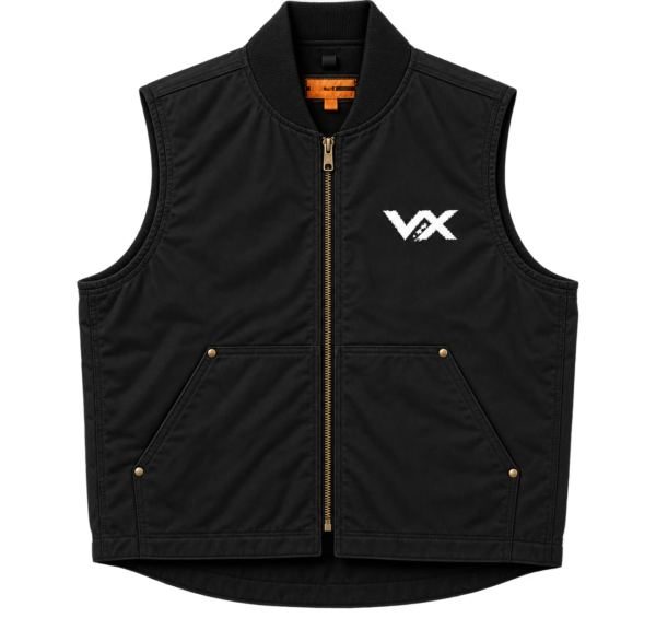 Washed Duck Cloth Work Vest — Embroidered VX Chest Logo by VX MERCH