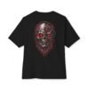 2116375371540412662_2048.jpeg Red Circuit — Oversized Black Cyber Skull Graphic Tee by VX MERCH