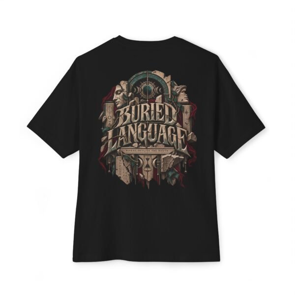 2357200352912820536_2048.jpeg Buried Language — Oversized Black Symbolic Graphic Tee by VX MERCH