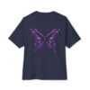 Violet Metamorphosis — Oversized Black Crystal Butterfly Graphic Tee by VX MERCH