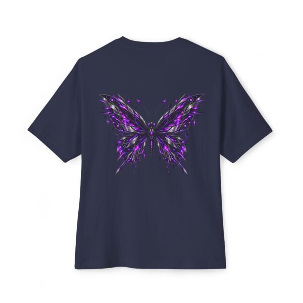 Violet Metamorphosis — Oversized Black Crystal Butterfly Graphic Tee by VX MERCH