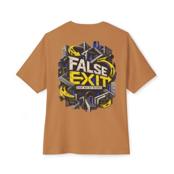 False Exit — Oversized Black Futuristic Graphic Tee by VX MERCH