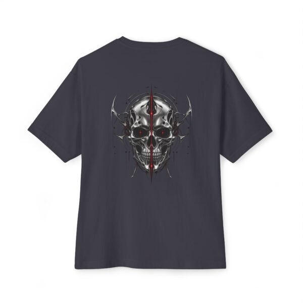 Iron Revenant — Oversized Black Metallic Skull Graphic Tee by VX MERCH