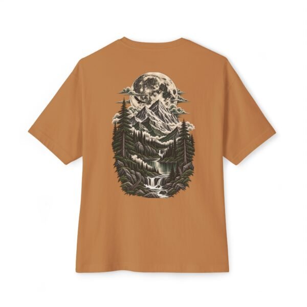 Moonlit Wilderness Boxy Tee – Oversized Mountain Forest Nature Graphic T-Shirt  Description by VX MERCH