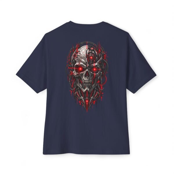 4155321426407010357_2048.jpeg Red Circuit — Oversized Black Cyber Skull Graphic Tee by VX MERCH