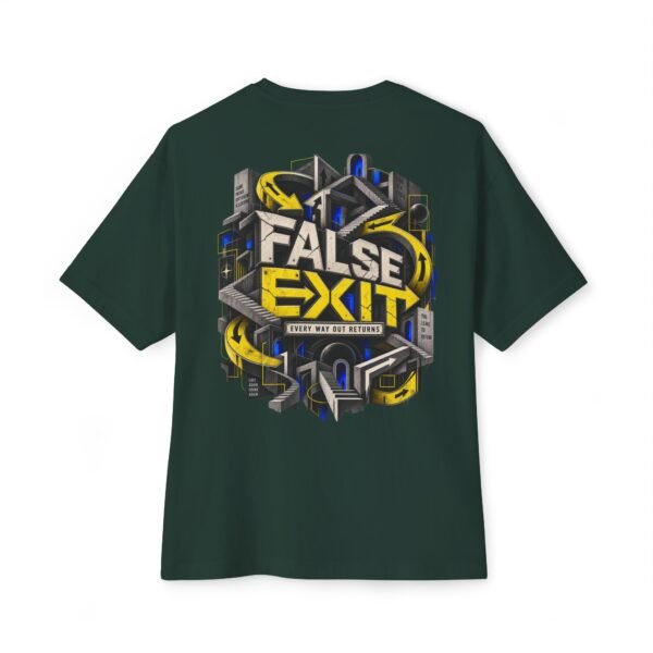 False Exit — Oversized Black Futuristic Graphic Tee by VX MERCH