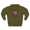 Crimson Bloom Minimal Rose Graphic Fleece Hoodie by VX MERCH