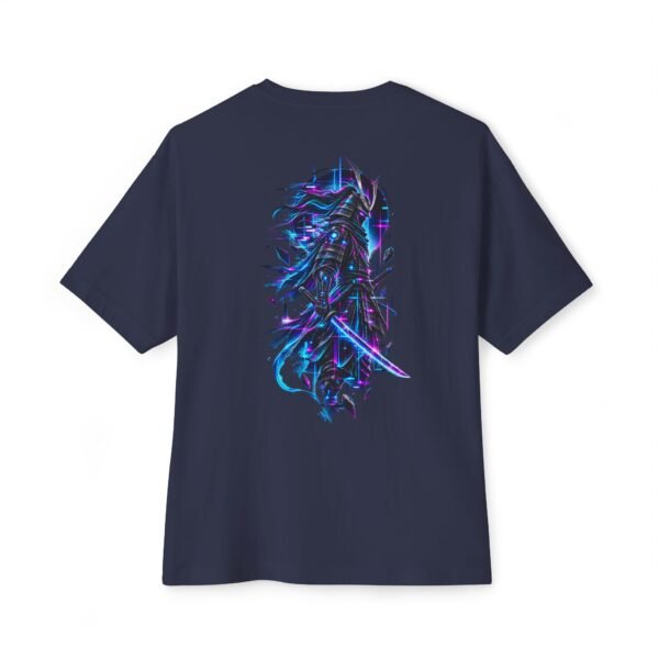 Neon Bladeborn — Oversized Black Cyber Warrior Graphic Tee by VX MERCH