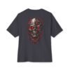 5772325085113359106_2048.jpeg Red Circuit — Oversized Black Cyber Skull Graphic Tee by VX MERCH