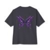 Violet Metamorphosis — Oversized Black Crystal Butterfly Graphic Tee by VX MERCH