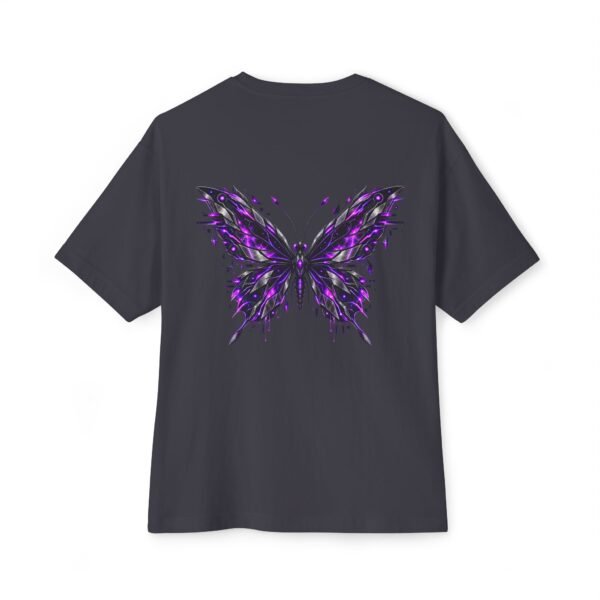 Violet Metamorphosis — Oversized Black Crystal Butterfly Graphic Tee by VX MERCH