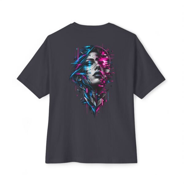 Digital Mirage — Oversized Black Glitch Portrait Graphic Tee by VX MERCH