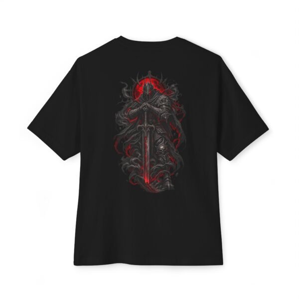 Crimson Warden Boxy Tee — Oversized Black Dark Fantasy Graphic T-Shirt by VX MERCH