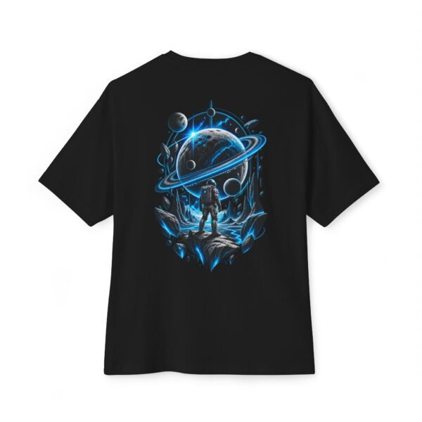 Edge of Infinity — Oversized Black Cosmic Explorer Graphic Tee by VX MERCH
