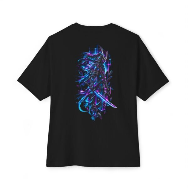 Neon Bladeborn — Oversized Black Cyber Warrior Graphic Tee by VX MERCH