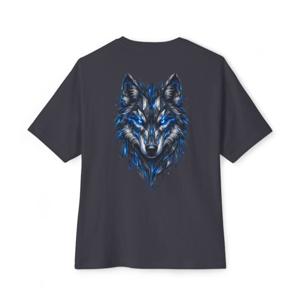 8386813800920826310_2048.jpeg Lunar Wolf — Oversized Black Electric Blue Wolf Graphic Tee by VX MERCH