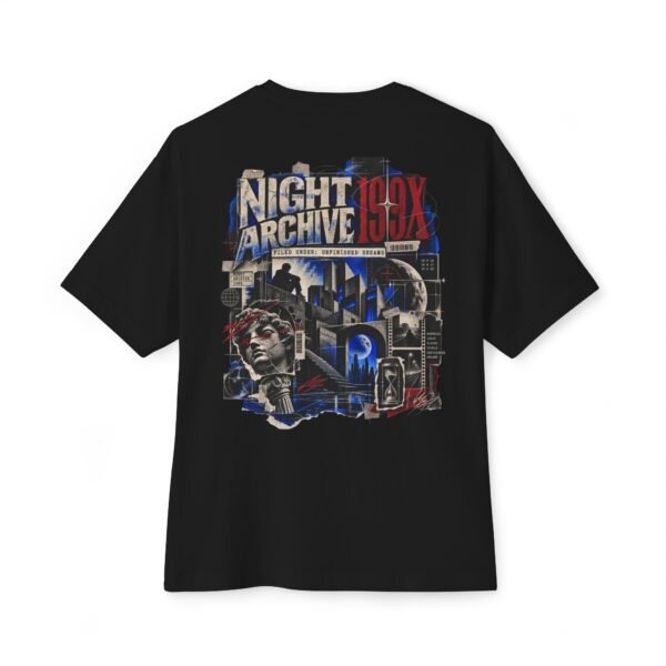 8953532550759067116_2048.jpeg Night Archive 199X — Oversized Black Retro-Future Graphic Tee by VX MERCH