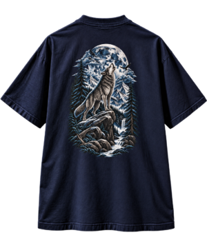 Moon Howl Boxy Tee – Oversized Wolf Nature Graphic T-Shirt by VX MERCH