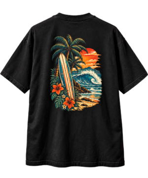 Sunset Surf Vintage Boxy Tee – Oversized Retro Beach Graphic T-Shirt by VX MERCH