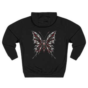 Crimson Metamorphosis Gothic Butterfly Graphic Fleece Hoodie by VX MERCH