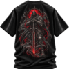 Crimson Warden Boxy Tee — Oversized Black Dark Fantasy Graphic T-Shirt by VX MERCH