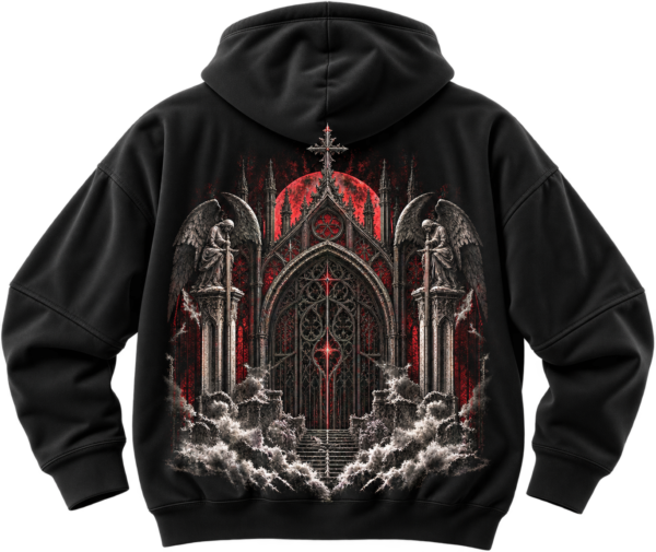 Chained Portal Gothic Gate Graphic Fleece Hoodie by VX MERCH