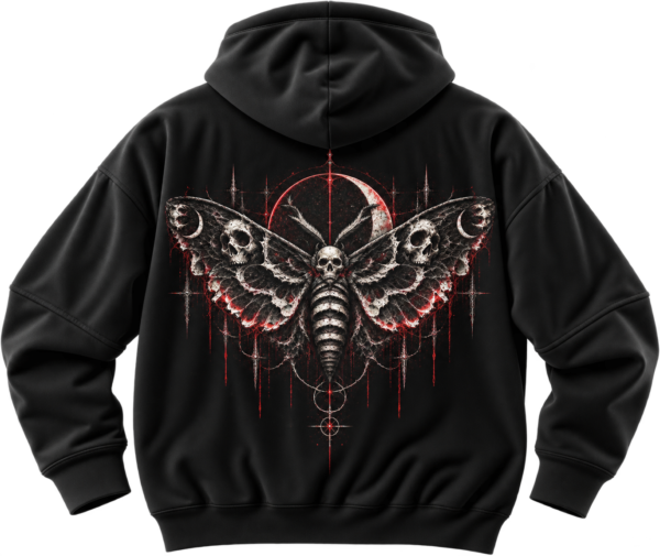 ChatGPT Image 26 sept. 2026, 09_34_34 Blood Moon Death Moth Graphic Fleece Hoodie by VX MERCH