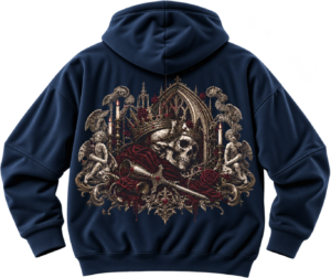 Phantom Crest Gothic Graphic Fleece Hoodie by VX MERCH