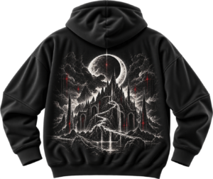 Dark Moon Mountain Graphic Fleece Hoodie by VX MERCH