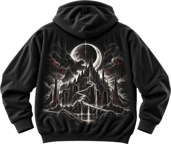 Dark Moon Mountain Graphic Fleece Hoodie by VX MERCH