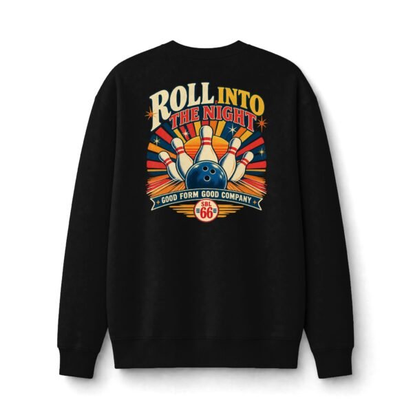 Roll Into the Night Retro Bowling Sweatshirt by VX MERCH